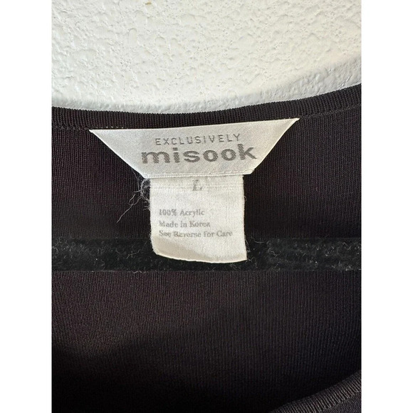 Exclusively Misook Women’s L Black Acrylic Knit Long Sleeve Top Scoop Neck - Picture 3 of 8